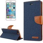 GOOSPERY CANVAS DAGBOEK voor iPhone 8 Plus & 7 Plus Canvas Textuur Horizontale Flip Leren Case met Kaartsleuven & Portemonnee & Houder (Marineblauw)