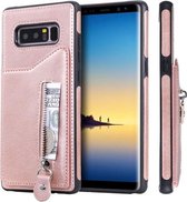 Voor Galaxy Note 8 effen kleur dubbele gesp rits schokbestendige beschermhoes (rose goud)