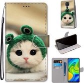 Voor Xiaomi Redmi 10X 4G / Note 9 Gekleurde Tekening Cross Textuur Horizontale Flip PU Lederen Case met Houder & Kaartsleuven & Portemonnee & Lanyard (Frog Kitten)