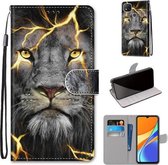 Voor Xiaomi Redmi 9C Gekleurde Tekening Cross Textuur Horizontale Flip PU Lederen Case met Houder & Kaartsleuven & Portemonnee & Lanyard (Fission Lion)