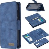 Voor Xiaomi Redmi Note 9 Afneembare Frosted Magnetische Horizontale Flip Leren Case met Kaartsleuven & Houder & Rits Portemonnee & Fotolijst (Blauw)