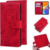 Voor Xiaomi Redmi 9C Tiger Embossing Pattern Horizontale Flip lederen tas met houder & kaartsleuven & portemonnee (rood)