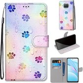 Voor Geschikt voor Xiaomi Mi 10T Lite 5G Gekleurde Tekening Cross Textuur Horizontale Flip PU Lederen Case met Houder & Kaartsleuven & Portemonnee & Lanyard (Voetafdruk Waterdruppe