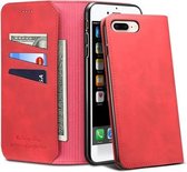 PU + TPU horizontale flip lederen hoes met houder en kaartsleuven en portemonnee voor iPhone 7 Plus / 8 Plus (rood)