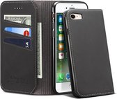 PU + TPU horizontale flip lederen hoes met houder en kaartsleuven en portemonnee voor iPhone 7/8 (zwart)