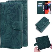 Voor Xiaomi Redmi Mi 10/10 Pro Tiger Embossing Pattern Horizontale Flip lederen tas met houder & kaartsleuven & portemonnee (groen)