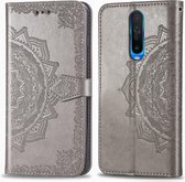 Voor Xiaomi Redmi K30 Halverwege Mandala Embossing Patroon Horizontaal Flip Leren Hoesje met Houder & Kaartsleuven & Portemonnee & Fotolijst & Lanyard (Grijs)