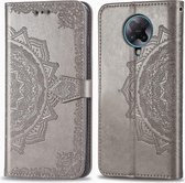 Voor Xiaomi Redmi K30 Pro Halverwege Mandala Embossing Patroon Horizontaal Flip Leren Hoesje met Houder & Kaartsleuven & Portemonnee & Fotolijst & Lanyard (Grijs)