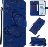 Voor Xiaomi Redmi K30 3D Vlinders Embossing Patroon Horizontale Flip Leren Case met Houder & Kaartsleuf & Portemonnee & Lanyard (Blauw)