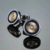 1 paar Mannen staal Lasergravure Manchetknopen Voor Bruiloft Mode Eenvoudige Mannen Mouw Manchetknopen (Zilver + Goud)-Zilver