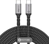 2 STUKS WOTOBE PD100W 5A Type-C naar Type-C snellaadgegevenskabel met E-Mark-chip, model: 1m (zwart)
