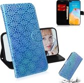 Voor Huawei P40 Effen Kleur Kleurrijke Magnetische Gesp Horizontale Flip PU Lederen Case met Houder & Kaartsleuven & Portemonnee & Lanyard (Blauw)