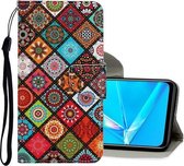 Voor OPPO A92 Gekleurde tekening patroon Horizontale flip lederen tas met houder & kaartsleuven & portemonnee (ruit)