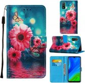 Voor Huawei P smart 2020 Cross Textuur Schilderen Patroon Horizontale Flip Leren Case met Houder & Kaartsleuven & Portemonnee & Lanyard (Chrysanthemum)