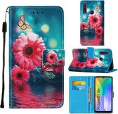 Voor Huawei Y6p Cross Textuur Schilderen Patroon Horizontale Flip Lederen Case met Houder & Kaartsleuven & Portemonnee & Lanyard (Chrysanthemum)