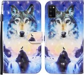 Voor Samsung Galaxy A41 Gekleurde Tekening Patroon Horizontale Flip Leren Case met Houder & Kaartsleuven & Portemonnee (Sunrise Wolf)