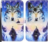 Voor Samsung Galaxy A40 Gekleurde Tekening Patroon Horizontale Flip Leren Case met Houder & Kaartsleuven & Portemonnee (Sunrise Wolf)