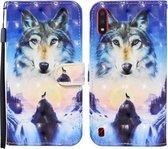 Voor Samsung Galaxy A01 Gekleurde Tekening Patroon Horizontale Flip Leren Case met Houder & Kaartsleuven & Portemonnee (Sunrise Wolf)