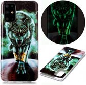 Voor Samsung Galaxy S20 + lichtgevende TPU zachte beschermhoes (woeste wolf)