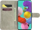 Voor Samsung Galaxy A51 Gekleurde Tekening Patroon Horizontale Flip Leren Case met Houder & Kaartsleuven & Portemonnee (Paarse Bloem Vlinder)