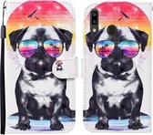 Voor Samsung Galaxy A20 / A30 Gekleurde Tekening Patroon Horizontale Flip Leren Case met Houder & Kaartsleuven & Portemonnee (Bril Hond)