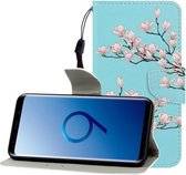 Voor Galaxy S9 Plus Gekleurde tekening Horizontale lederen flip case met houder & kaartsleuf & portemonnee (Magnolia)