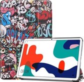 Voor Huawei MatePad 10.4 inch Geschilderd Patroon Anti-val Horizontale Flip Tablet PC Beschermende Lederen Case met Beugel (Graffiti)