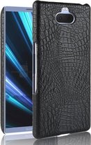 Schokbestendig Crocodile Texture PC + PU-hoesje voor Sony Xperia 10 Plus (zwart)