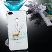 Voor Huawei Honor 9 Lite Gekleurde Tekening Patroon IMD Vakmanschap Zachte TPU Beschermhoes (Twig Elk)