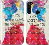 Voor Xiaomi Redmi Note 8 3D-schilderij Gekleurd tekeningpatroon Horizontaal Flip TPU + PU-lederen hoes met houder & kaartsleuven & portemonnee & lanyard (Engelse letters)