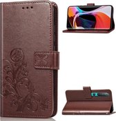 Voor Xiaomi Mi 10 Pro Lucky Clover Pressed Flowers Pattern Leather Case met houder & kaartsleuven & portemonnee & draagriem (bruin)