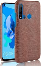 Schokbestendige krokodiltextuur pc + PU-hoes voor Huawei P20 lite 2019 / Huawei nova 5i (bruin)