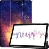 Custer Texture Gekleurde Tekening Horizontale Flip PU Leren Case voor Huawei MediaPad M6 10.8, met Drie-vouwbare Houder & Slaap / Wekfunctie (Galaxy)