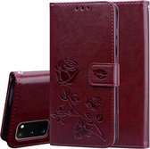 Voor Galaxy S20 Rose reliëf horizontale flip PU lederen tas met houder & kaartsleuven & portemonnee (bruin)