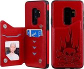 Voor Galaxy S9 + Skull Head Embossing Pattern Schokbestendige beschermhoes met houder & kaartsleuven & portemonnee (rood)