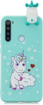 Voor Galaxy A21 schokbestendig gekleurd geverfd liggend Cartoon TPU beschermhoes (zorgzame eenhoorn)