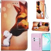 Voor Galaxy A91 Gekleurde Tekening Patroon Plain Weave Horizontale Flip Leren Case met Houder & Kaartsleuf & Portemonnee & Lanyard (Hound Kiss)