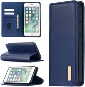 Voor iPhone 8 Plus / 7 Plus 2 in 1 afneembare magnetische horizontale flip lederen tas met houder & kaartsleuven en portemonnee (blauw)