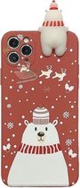 Voor iPhone 11 Pro Christmas Series Painted Pattern Liquid TPU Case (Red Bear)