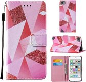 Voor iPod Touch 7/6/5 Cross Texture Painting Pattern Horizontale Flip Leather Case met Houder & Kaartsleuven & Portemonnee & Lanyard (Pink Diamond)