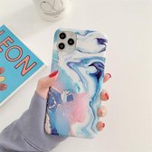 Voor iPhone 12/12 Pro Ocean Wave Coral TPU Smooth Marbled IMD Mobile Phone Case (Blue SD3)