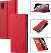 LC.IMEEKE Sterk magnetisme Ultradunne horizontale flip schokbestendige matte TPU + PU lederen tas met houder & kaartsleuven en portemonnee voor iPhone XS / X (rood)