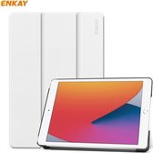 Voor iPad 10.2 2020/2019 ENKAY ENK-8014 PU-leer + plastic smartcase met drie-vouwbare houder (wit)