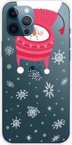 Trendy Cute Christmas Patterned Case Clear TPU Cover Phone Cases Voor iPhone 12/12 Por (Hang Snowman)