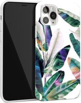 Glanzend plantpatroon TPU-beschermhoes voor iPhone 11 Pro Max (kleur bananenblad)