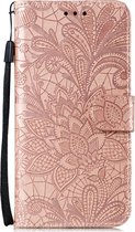 LG K50s Hoesje - Mobigear - Flowers Serie - Kunstlederen Bookcase - Roségoud - Hoesje Geschikt Voor LG K50s