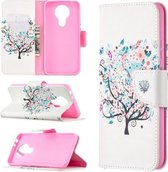 Voor Nokia 3.4 Gekleurde tekening patroon Horizontale flip lederen tas met houder & kaartsleuven & portemonnee (kleine boom)
