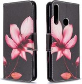 Voor Huawei Y6P Gekleurde Tekening Patroon Horizontale Flip Leren Case met Houder & Kaartsleuven & Portemonnee (Lotus)