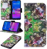 3D Gekleurde Tekening Patroon Horizontale Leren Flip Case voor Huawei Honor 8A, met Houder & Kaartsleuven & Portemonnee (Groene Vlinder)