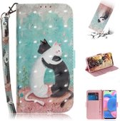 Voor Nokia 7.2 / 6.2 3D Gekleurde Tekening Horizontale Flip PU Lederen Case met Houder & Kaartsleuven & Portemonnee (Zwart Wit Kat)